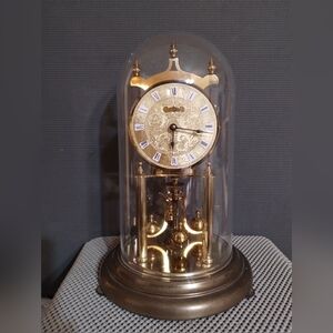 Vintage Seth Thomas Brass Glass Dome 400 Day Anniversary Mantel Clock